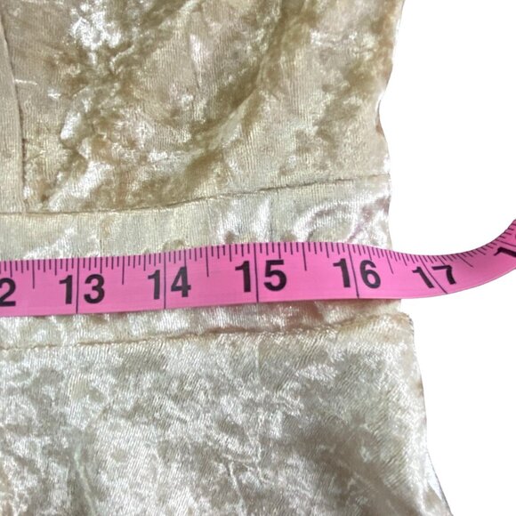 NWT R VIVIMOS Women Velvet V Neck Mini Dress Sz XL Cream Straps Sexy Party 60-12 - Picture 12 of 16